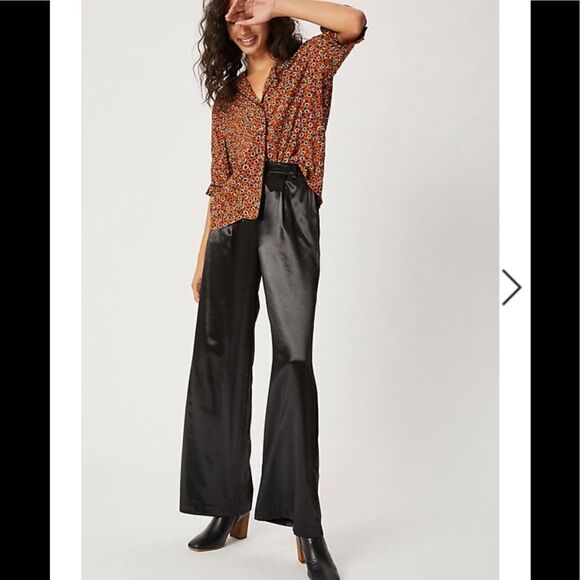 Amaline Satin Wide-Leg Pants - Picture 1 of 6